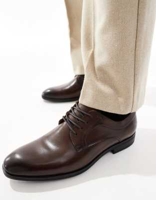 Rail lace up shoes in black leather-Brown