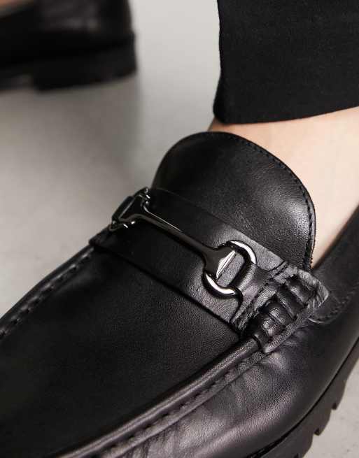 Schuh ralph chunky snaffle loafers in black leather | ASOS