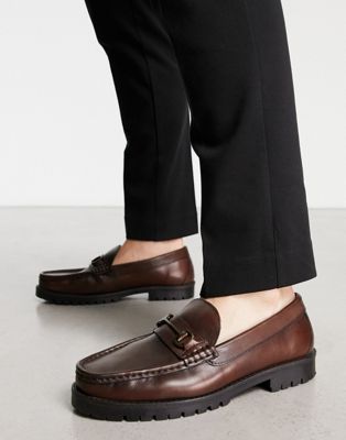 Schuh ralph chunky snaffle loafers in brown leather - ASOS Price Checker