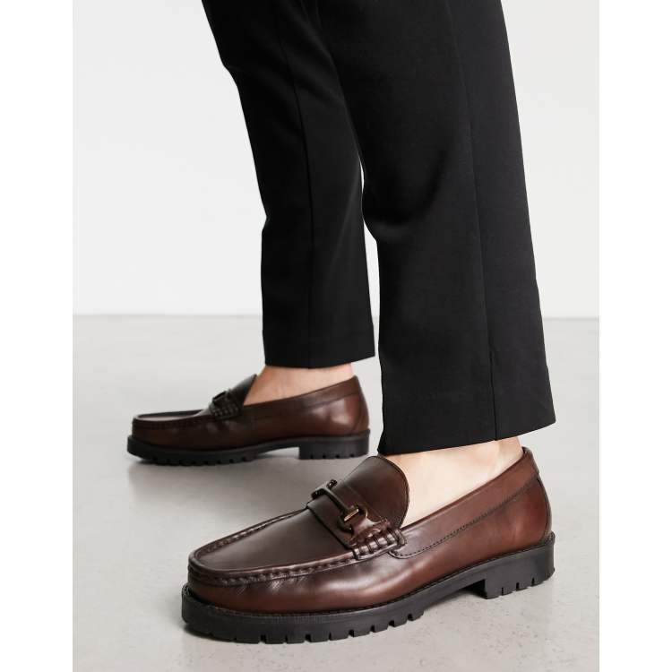 Schuh ralph chunky snaffle loafers in brown leather | ASOS display picture 1