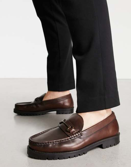 væg Sjældent råd Schuh ralph chunky snaffle loafers in brown leather | ASOS