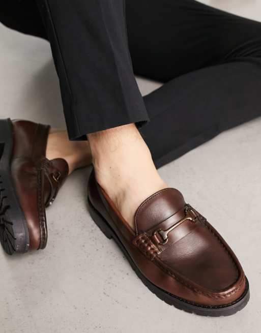 Schuh - Ralph - Leren loafers met dikke zool en trens in bruin, 2 van 4