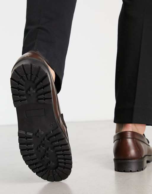 Schuh - Ralph - Leren loafers met dikke zool en trens in bruin, 3 van 4