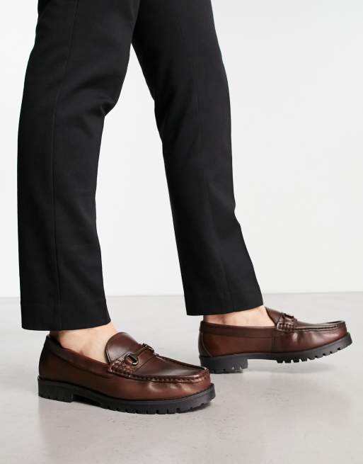 Schuh - Ralph - Leren loafers met dikke zool en trens in bruin, 4 van 4