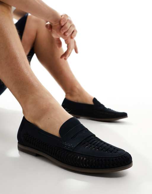  schuh Reem woven loafers in navy