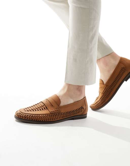 schuh Reem woven loafers in tan