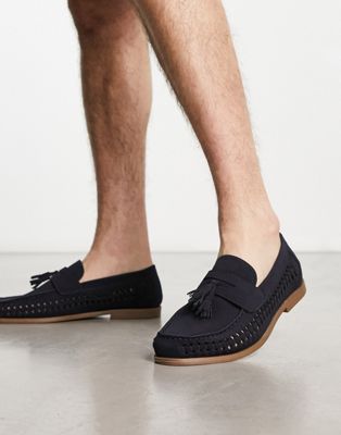 schuh Reign tassel woven loafers in navy