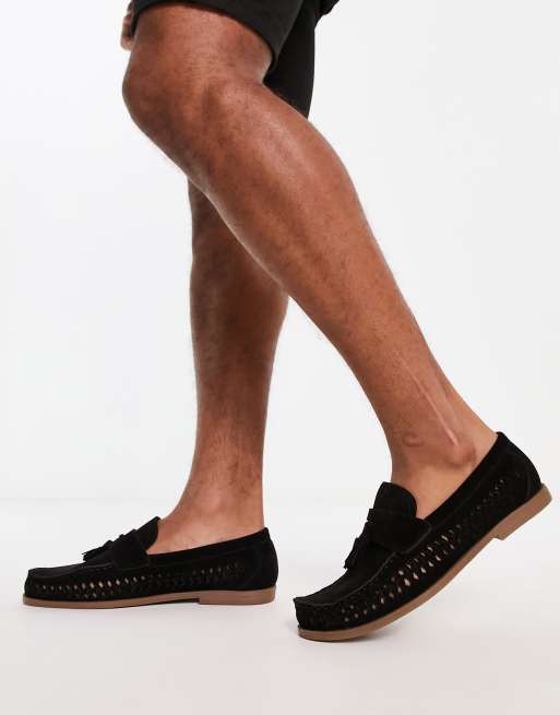 Schuh - Reign - Vævede loafers med kvaster i sort