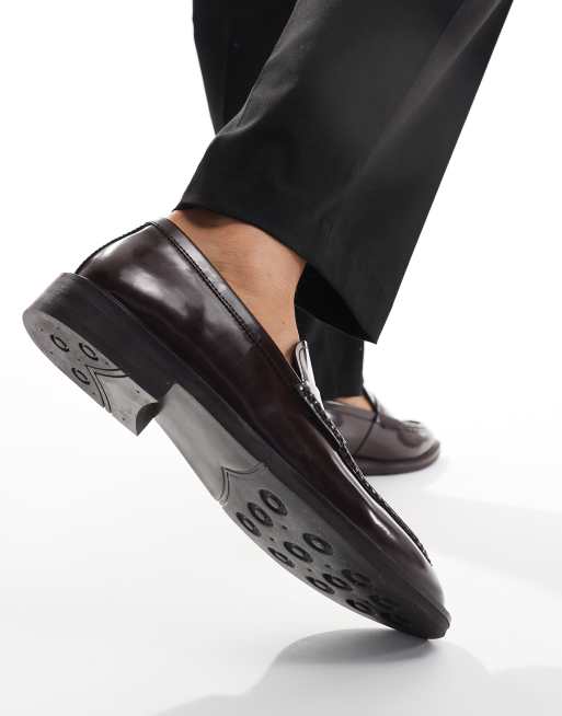 schuh Rhodes loafers in wine leather ASOS