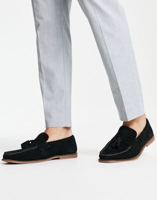 Schuh rich tassel loafers in black suede