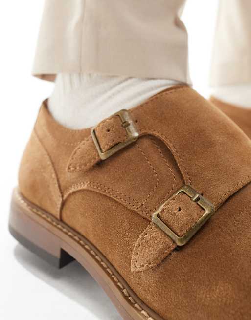 schuh – Rio – Jasnobrązowe zamszowe buty monki z dwoma paskami, 2 z 4