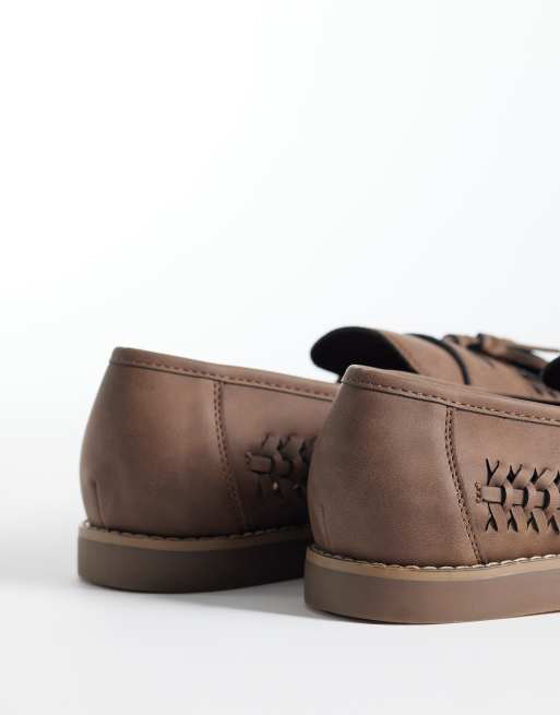 Schuh – Robbie – Brązowe plecione loafersy z frędzlami, 4 z 4