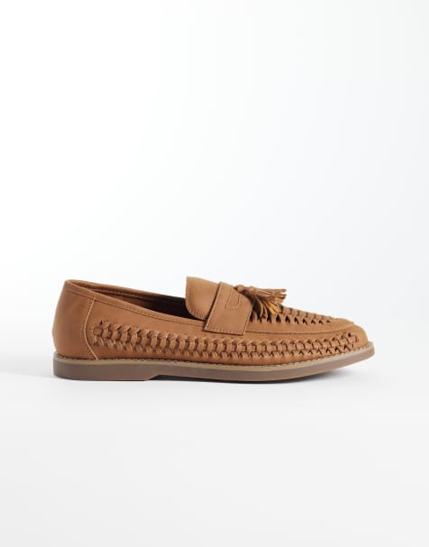 schuh - Robbie - Gyldenbrune loafers med fletdesign og kvaster - view 1