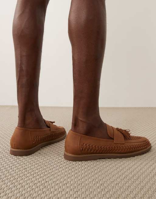 Schuh - Robbie - Mocassini intrecciati color cuoio con nappe, 4 di 5