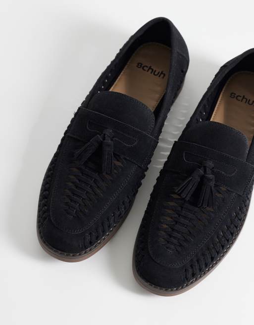 schuh - Robbie - Sorte loafers med fletdesign og kvaster, 3 af 4