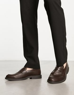 schuh Roberto penny loafers in brown - ASOS Price Checker