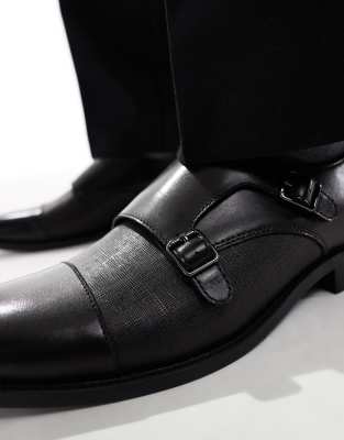 Schuh Rocky Double Strap Monk Shoes In Black