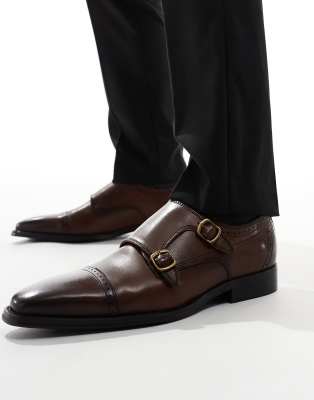 Schuh schuh Ronaldo monkstrap shoes in brown leather