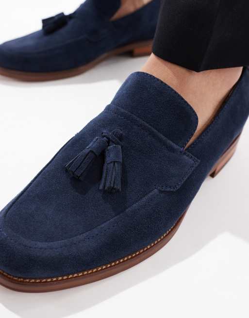 schuh - Ronen - Marineblå loafers med kvaster i ruskind, 2 af 4