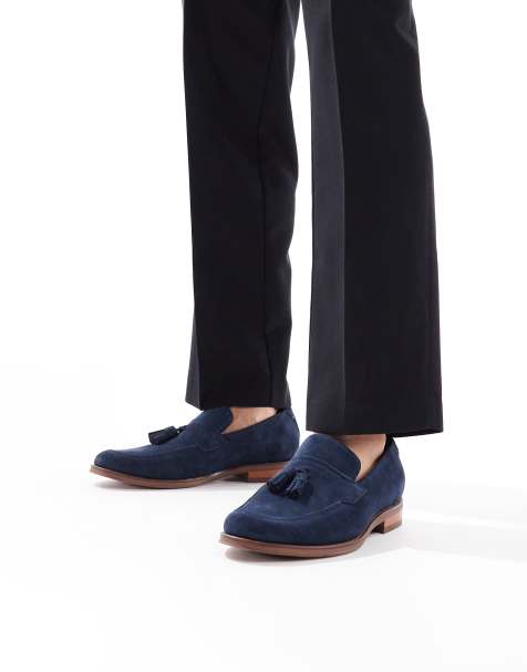 schuh Ronen tassel loafers in navy suede - view 1