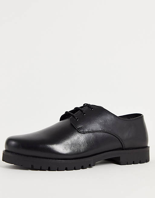 Schuh rory chunky lace up derby shoes in black leather