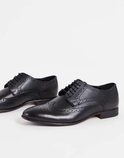 Schuh rowen brogues in black leather | ASOS