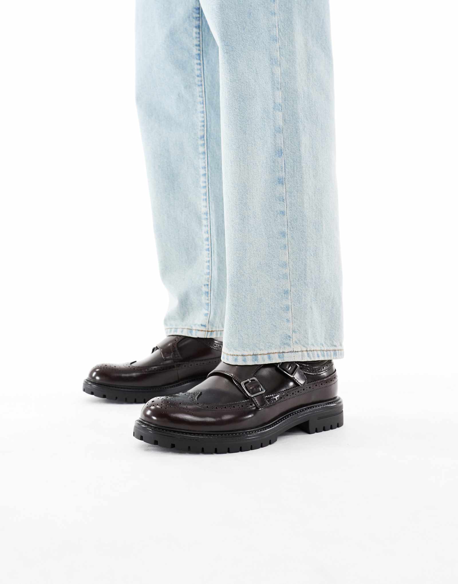 туфли-броги schuh Rumor из полированной бордовой искусственной кожи