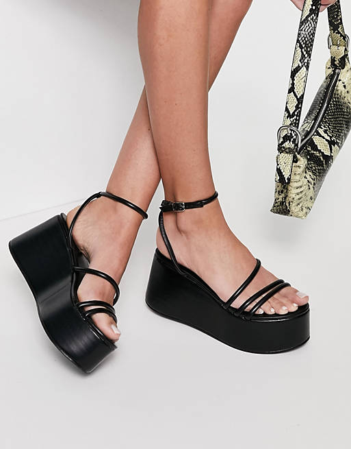 schuh Sabrina chunky flatform sandals in black | ASOS