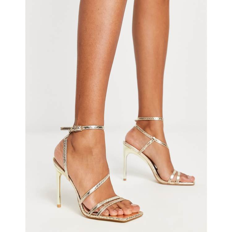 White and clearance gold strappy heels