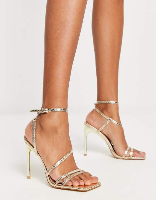 Asos gold 2025 strappy heels