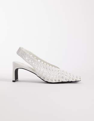 Schuh Saturday Slingback Heeled Woven Shoes In White