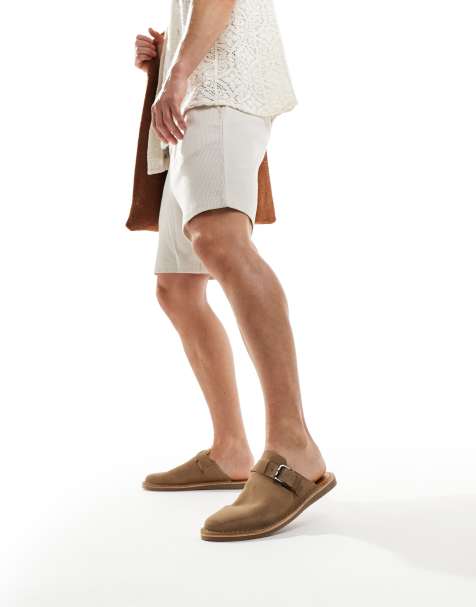 schuh Sean slip on clogs in taupe suede - view 1