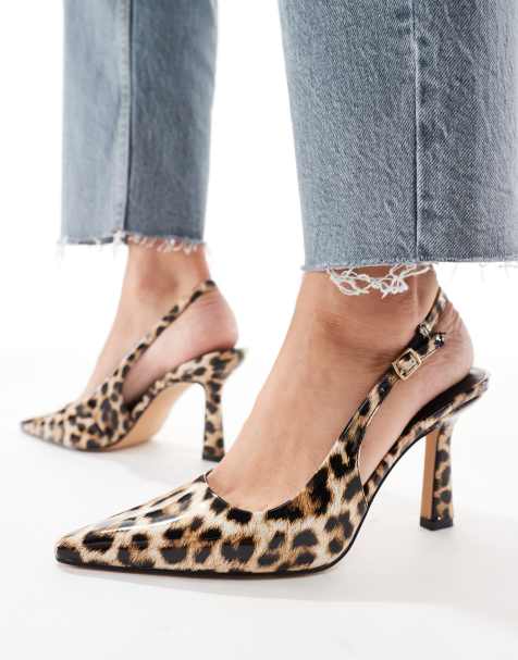 schuh - Shona - Højhælede sko i laklæder med slingback-hæl og leopardmønster - view 1