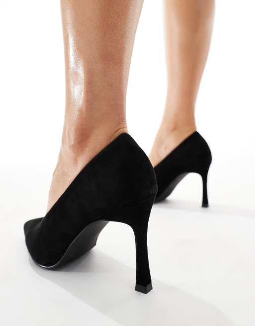 schuh – Shy – Czarne aksamitne czółenka na obcasie, 4 z 4