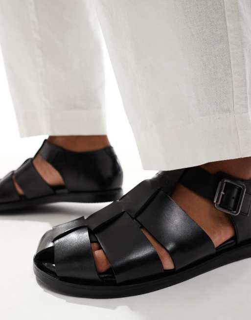 schuh Sirius fisherman sandals in black leather, 4 of 4