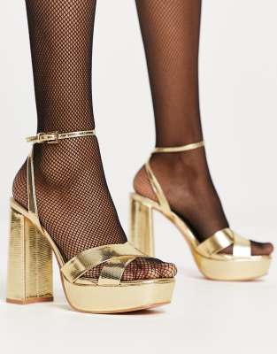 Schuh Skye platform heeled sandals in gold