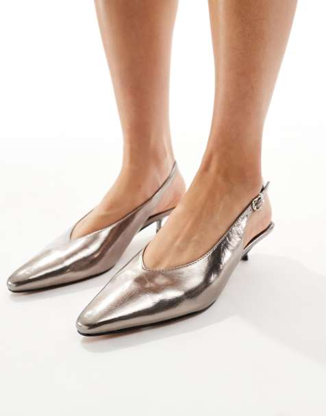 schuh - Soraya - Slingback schoenen met kitten hakken in tingrijs - view 1