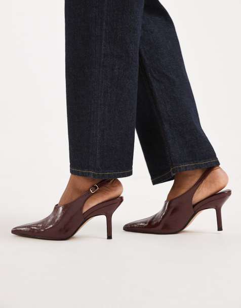 schuh – Sunrise – Mörka, körsbärsröda pumps med klack och hälrem - view 1