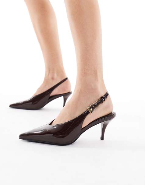 Schuh Sunrise slingback heeled pumps in dark cherry - view 1