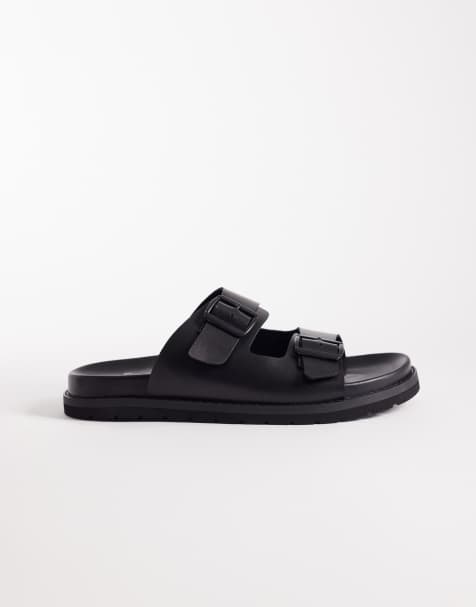 schuh – Swift – Svarta sandaler i läder med två spännen - view 1