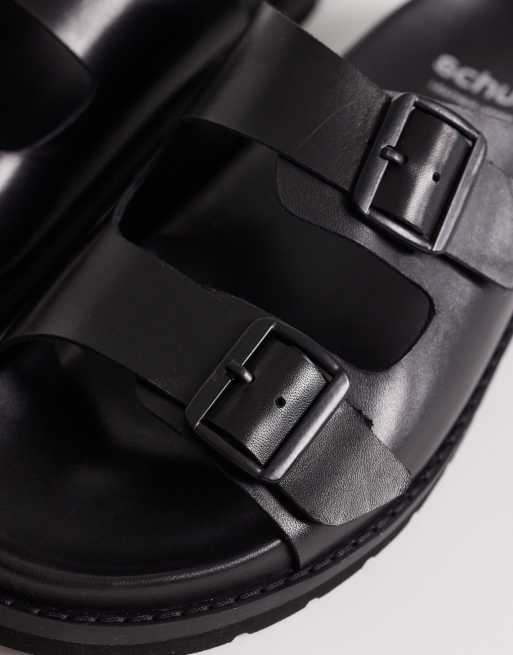 schuh – Swift – Svarta sandaler i läder med två spännen, 4 av 4