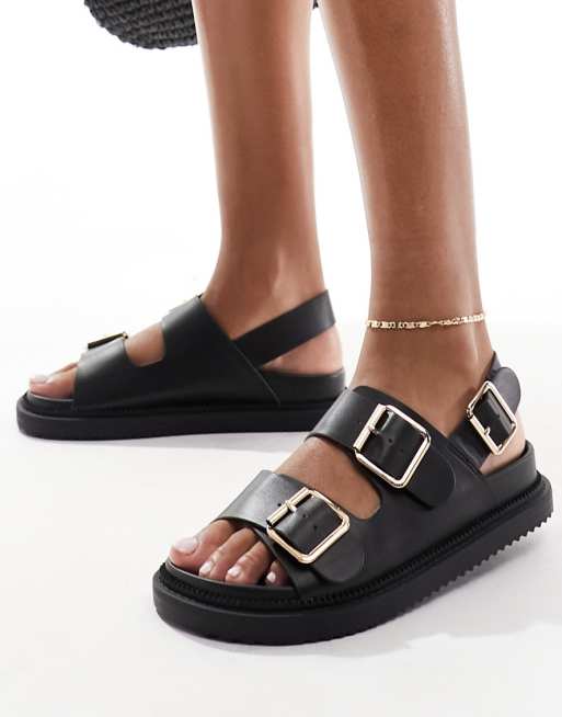 Schuh - Talbot - Sandali neri con doppia fibbia, 2 di 4