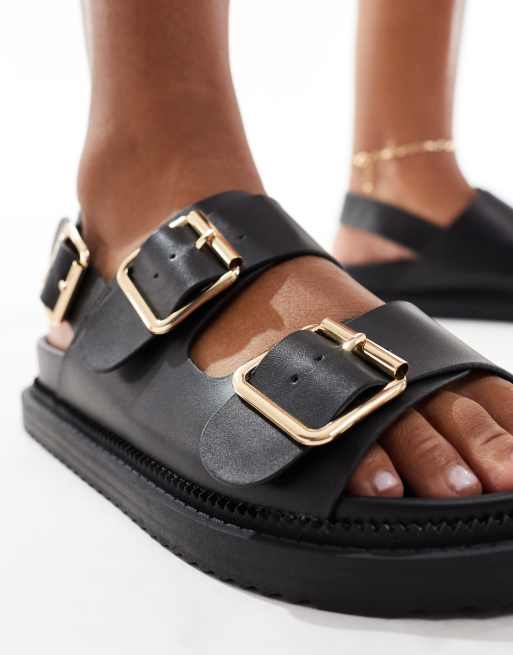 Schuh - Talbot - Sandali neri con doppia fibbia, 3 di 4