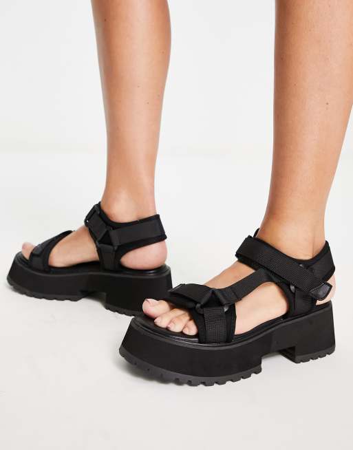 Black store chunky flatforms