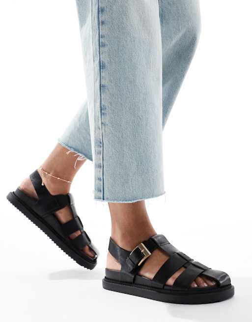 schuh – Taria – Fischersandalen in Schwarz mit Fußbett, 2 von 4