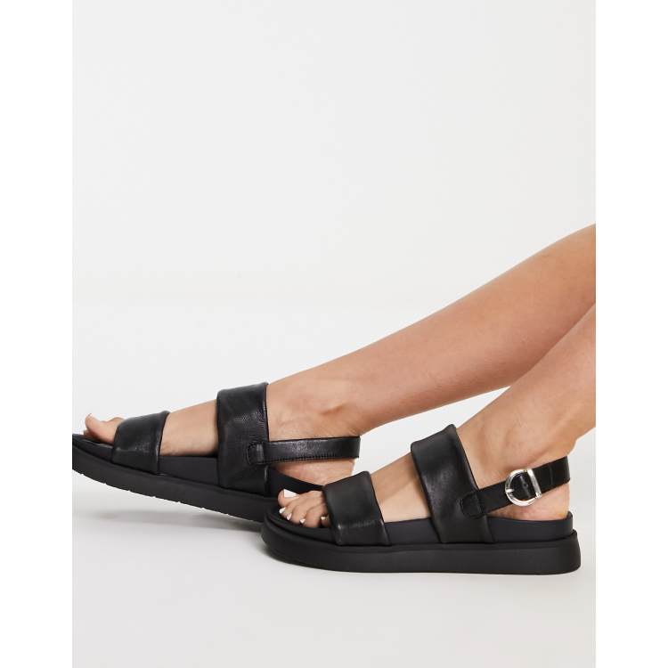 schuh Tasha leather two part sandals in black ASOS