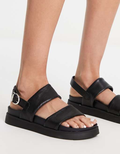 schuh Tasha leather two part sandals in black ASOS