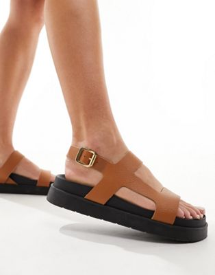 schuh Tasmin sandals in tan leather