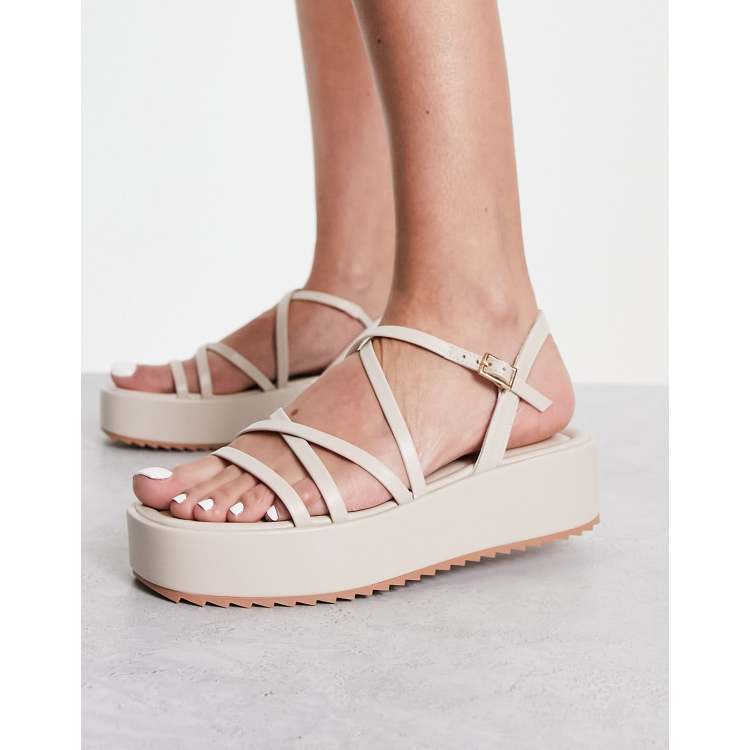 schuh Taya strappy flatform sandals in off white ASOS