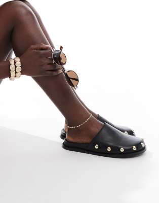 Schuh - Teale - Clogs aus Leder in Schwarz
